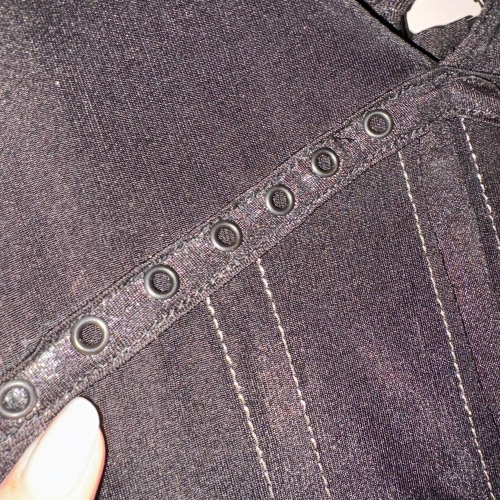 Salvage Black Mini Dress with V-Neck and Back Tie - Picture 3 of 5